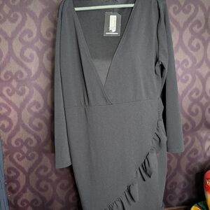 PrettyLittleThing Gray Asymmetrical Bodycon Dress